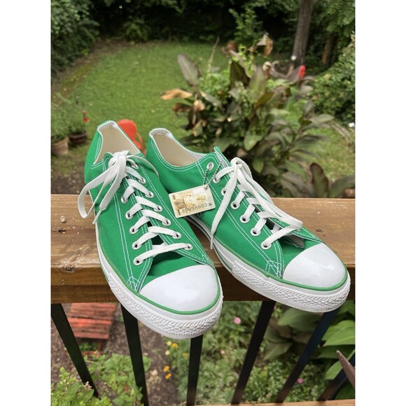 Converse All Star Men’s Size 13 -Women 15 Low Top Sneakers Green Worn 1x Shoes - Picture 1 of 8